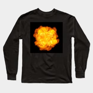 Extremely massive fire explosion, orange color with sparks isolated on black background, high resolution image Long Sleeve T-Shirt